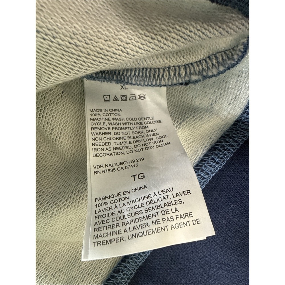 New Mens Nautica Blue Sail Logo Print Blue French‎ Terry Sweatshirt Pullover L - Picture 5 of 6
